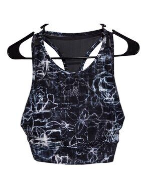 Spyder Active Racerback Sports Bra Size Large Black White Floral Print Padded